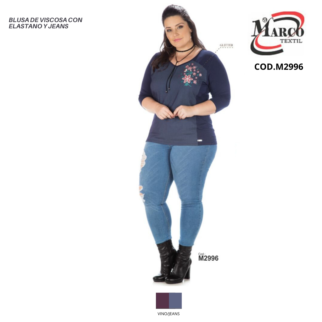 BLUSA DE ELASTANO Y JEANS