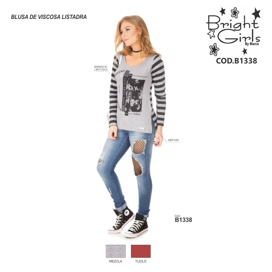 BLUSA DE VISCOSA LISTRADA