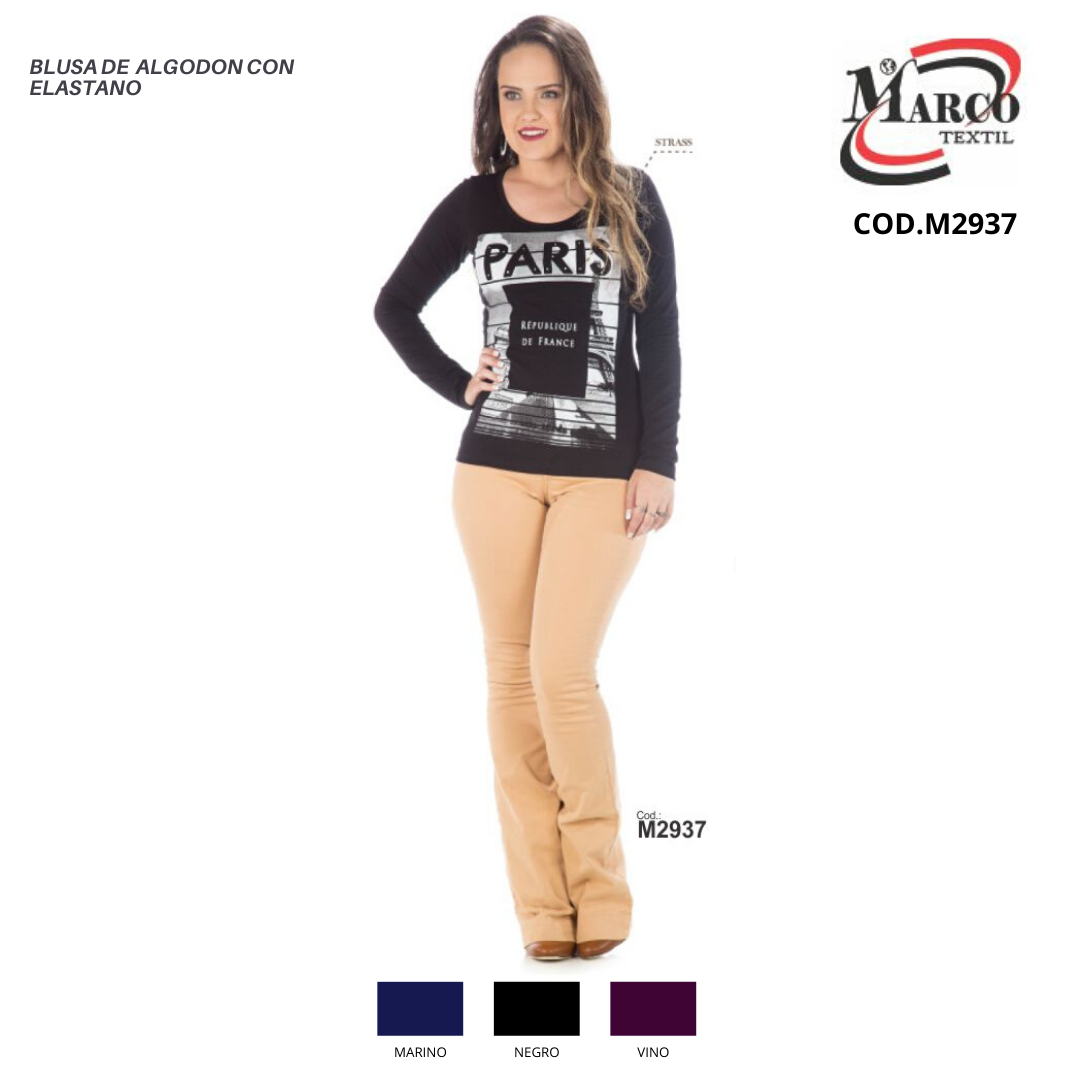BLUSA DE ALGODON CON ELASTANO